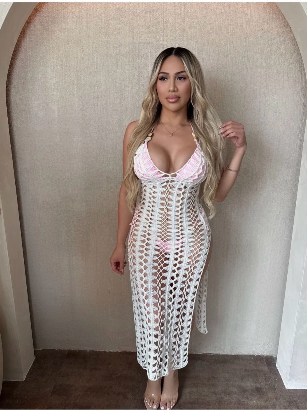 Sheer Crochet Maxi Beach Cover-Up